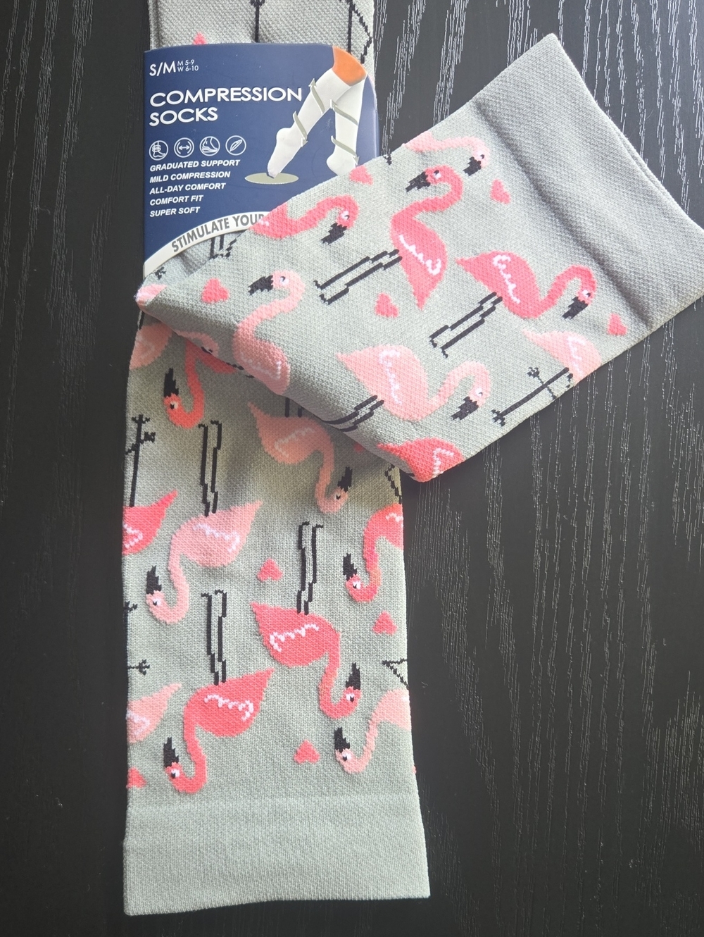 Compression Socks Flamingo Pattern - Picture 3 of 6